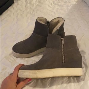 Grey suede Steve Madden wedge sneaker
